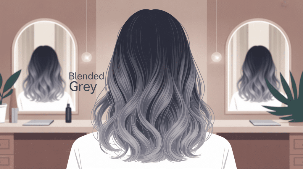 Illustration blended grey chevelure femme élégante
