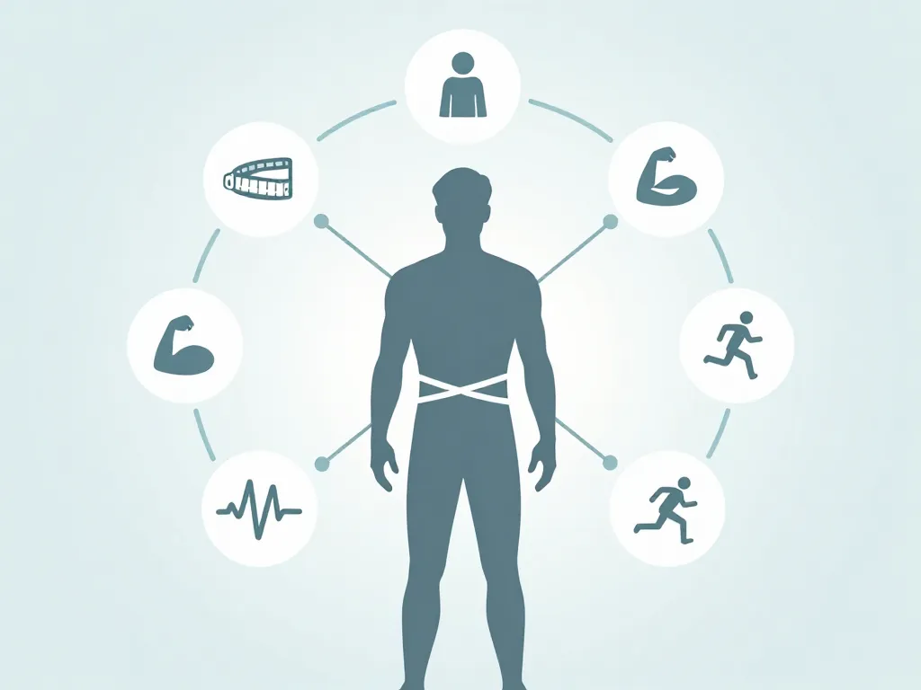 Diagramme santé body homme adulte silhouette et icônes mesurant santé