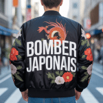 illustration bomber japonais sukajan brodé motifs urbain