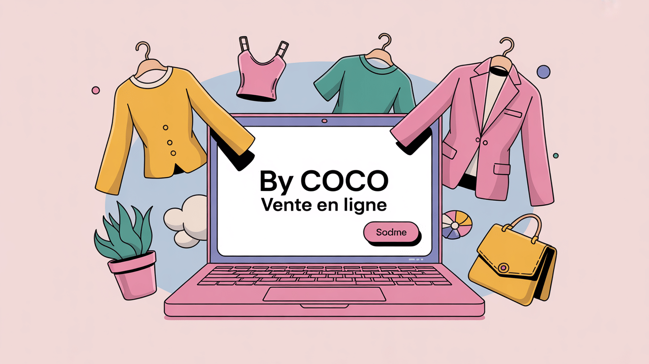illustration by coco vente en ligne ordinateur vêtements mode