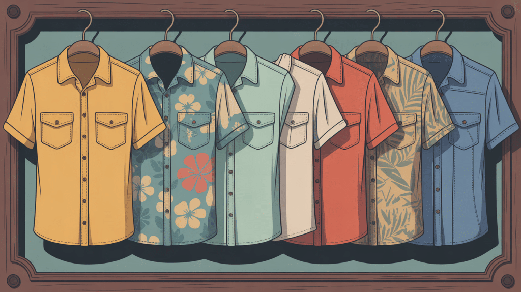 chemises vintage homme sur portant ambiance rétro