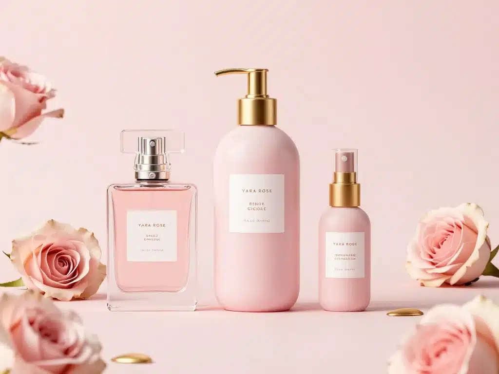 composition coffret yara rose éléments parfum lotion décor luxueux