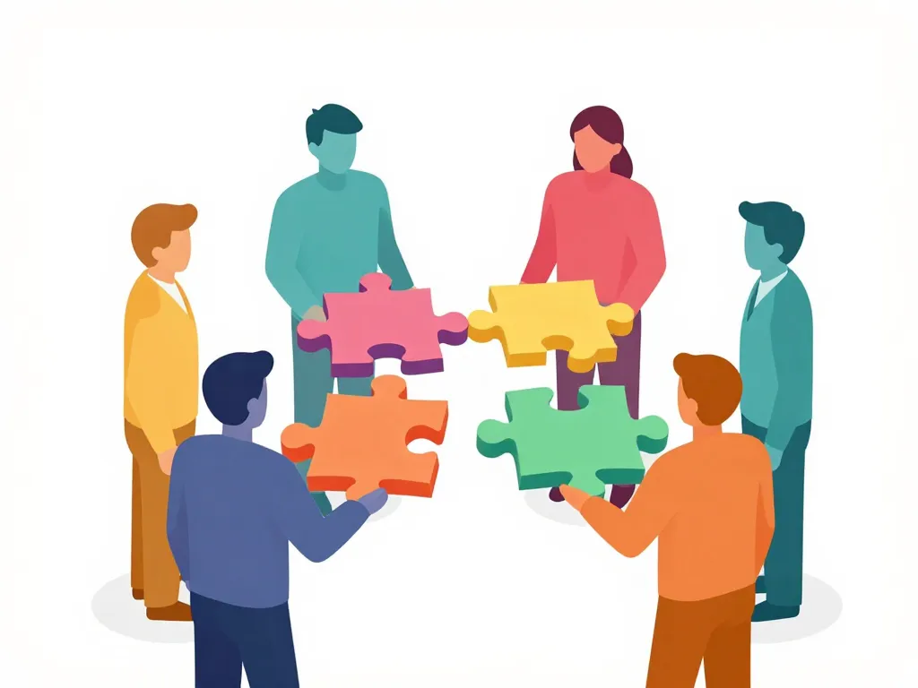 Illustration coopération puzzle différence collaboration et coopération