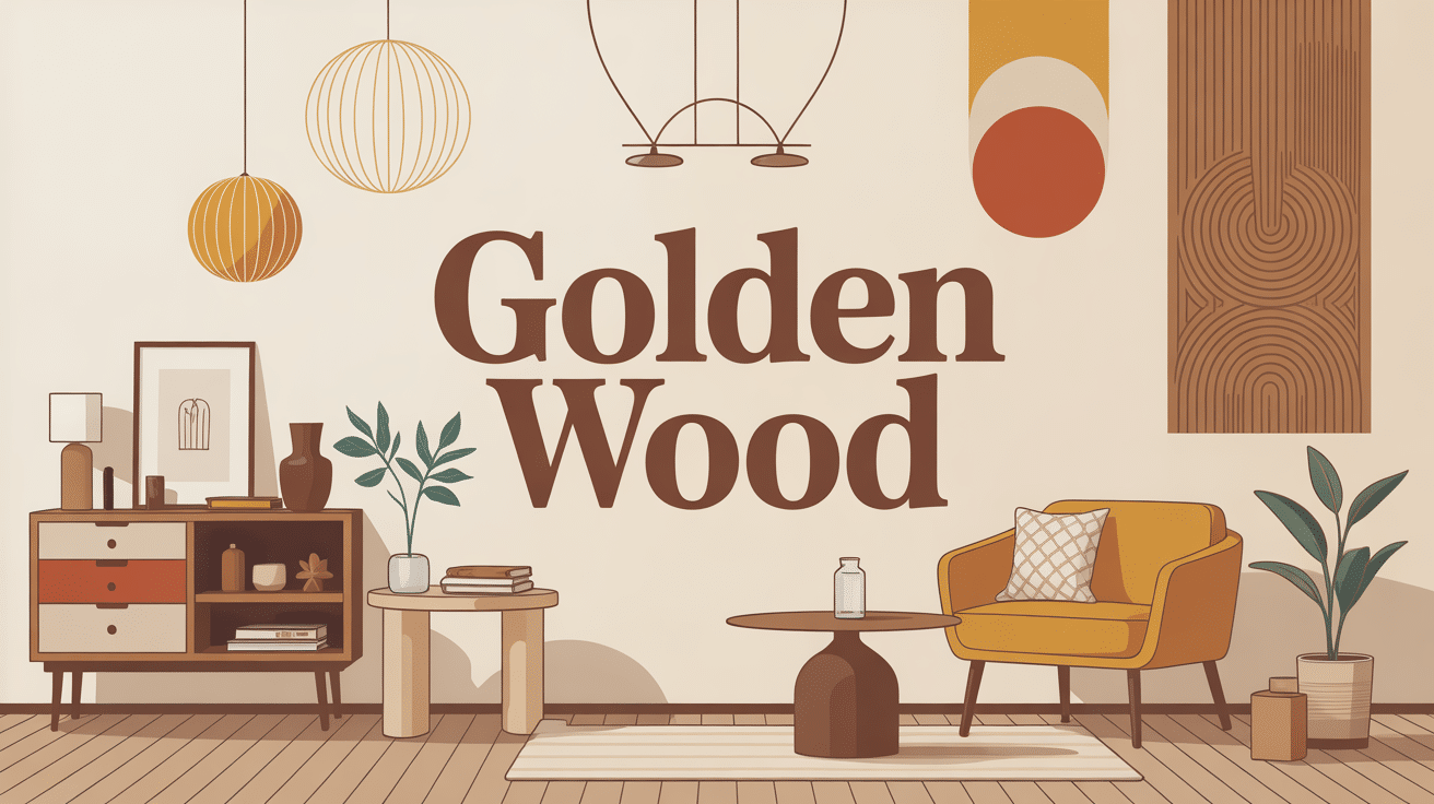 illustration golden wood déco design lifestyle