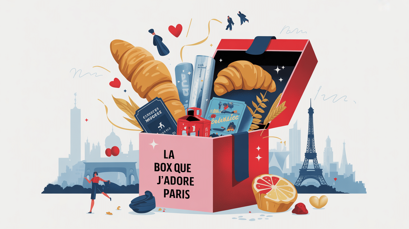 la box que j adore paris dessin stylisé coffret et symboles de Paris