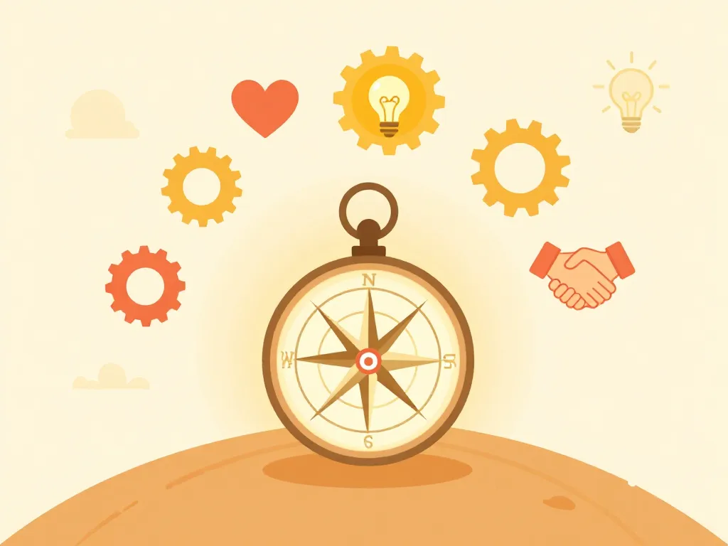 illustration liste valeurs boussole symbole guidance