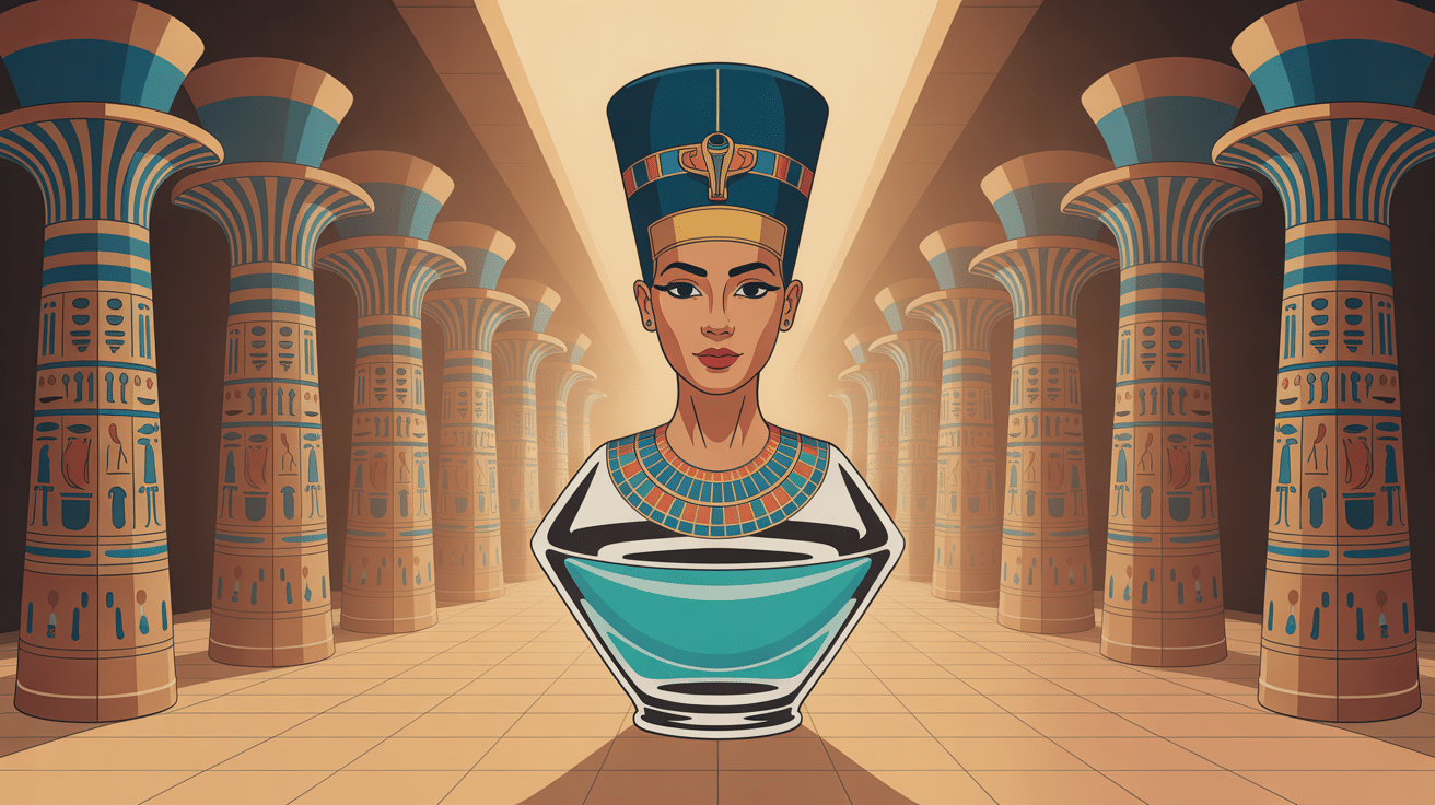 illustration flacon nefertiti perfume modernité egypte antique