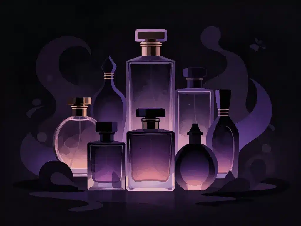 bouteilles parfum black black mystérieuses sur fond noir