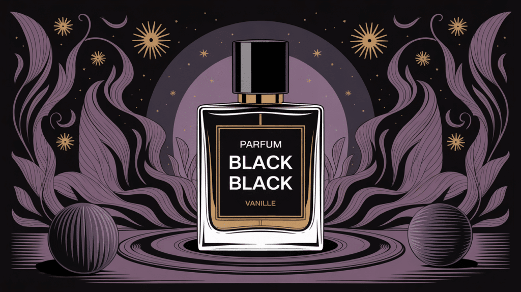 illustration parfum black black ambiance sombre et raffinée