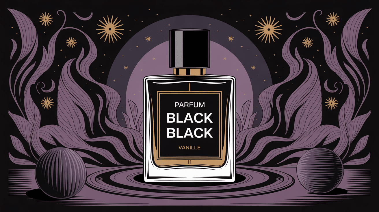 illustration parfum black black ambiance sombre et raffinée