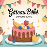 recette gâteau bébé 1 an sans sucre décoré aux fruits naturels
