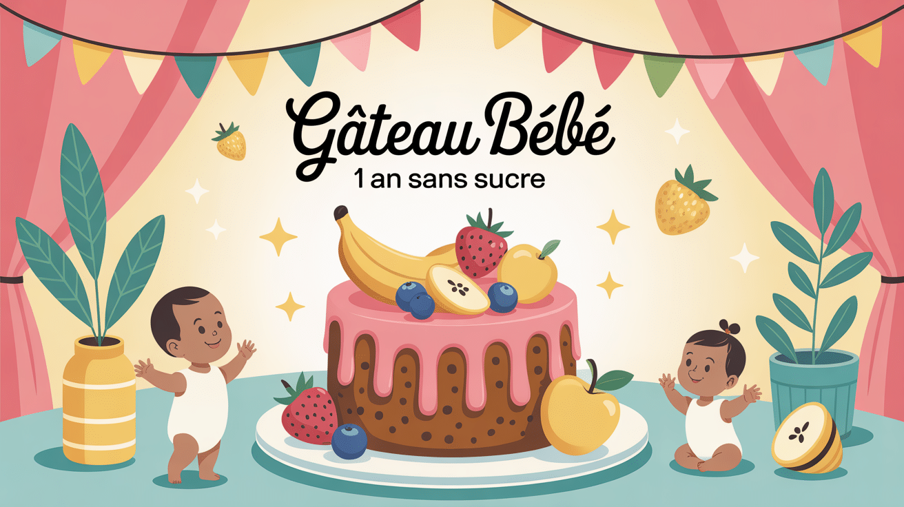 recette gâteau bébé 1 an sans sucre décoré aux fruits naturels