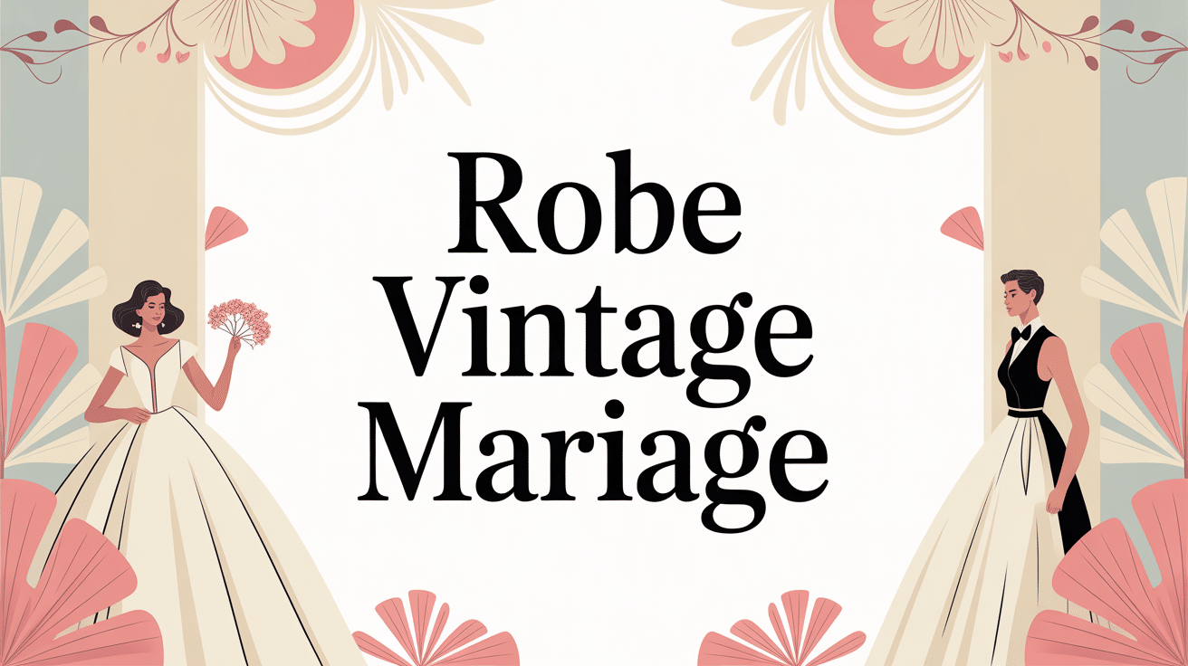 illustration mariage rétro français robe vintage mariage