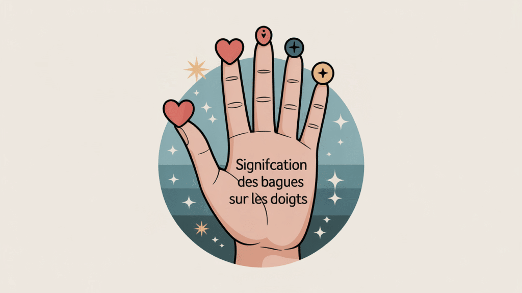 main avec bagues illustrant la signification des bagues sur les doigts