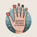 main avec bagues illustrant la signification des bagues sur les doigts