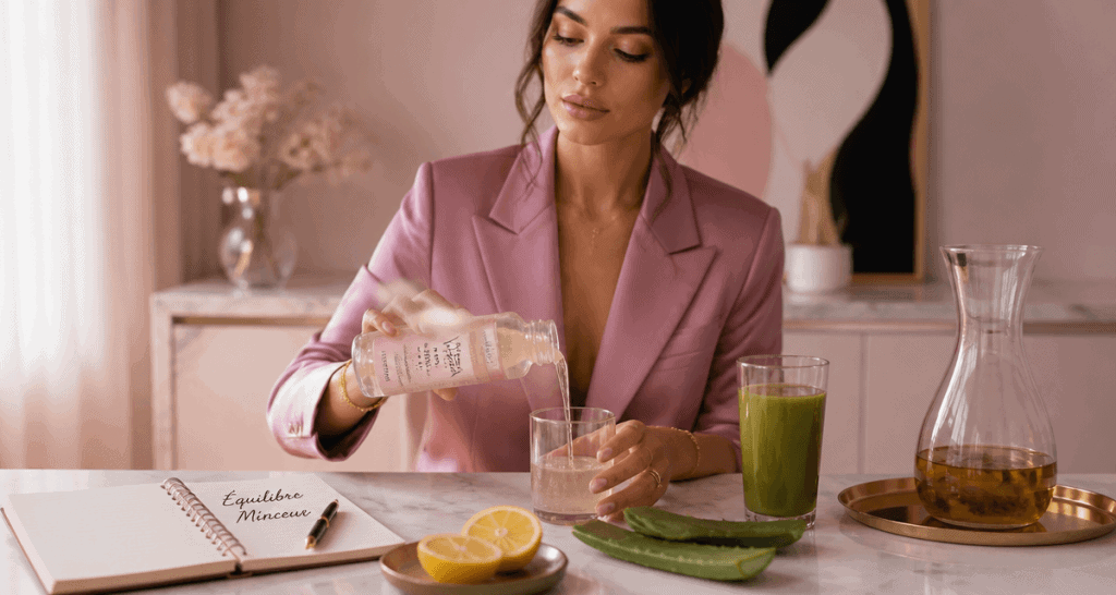 aloe vera maigrir gel et smoothie sur table