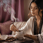 Femme orientale allumant bakhour