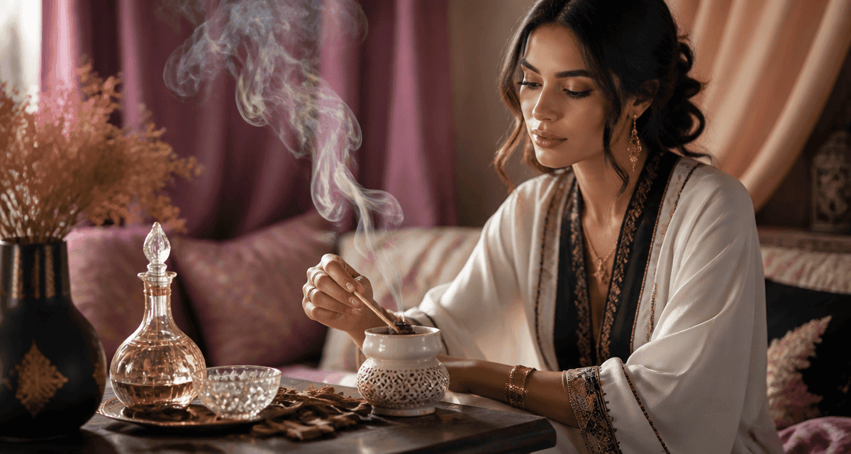 Femme orientale allumant bakhour