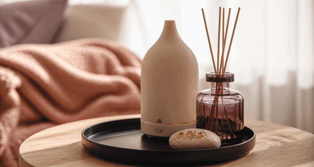comment diffuser huile essentielle sur table élégante