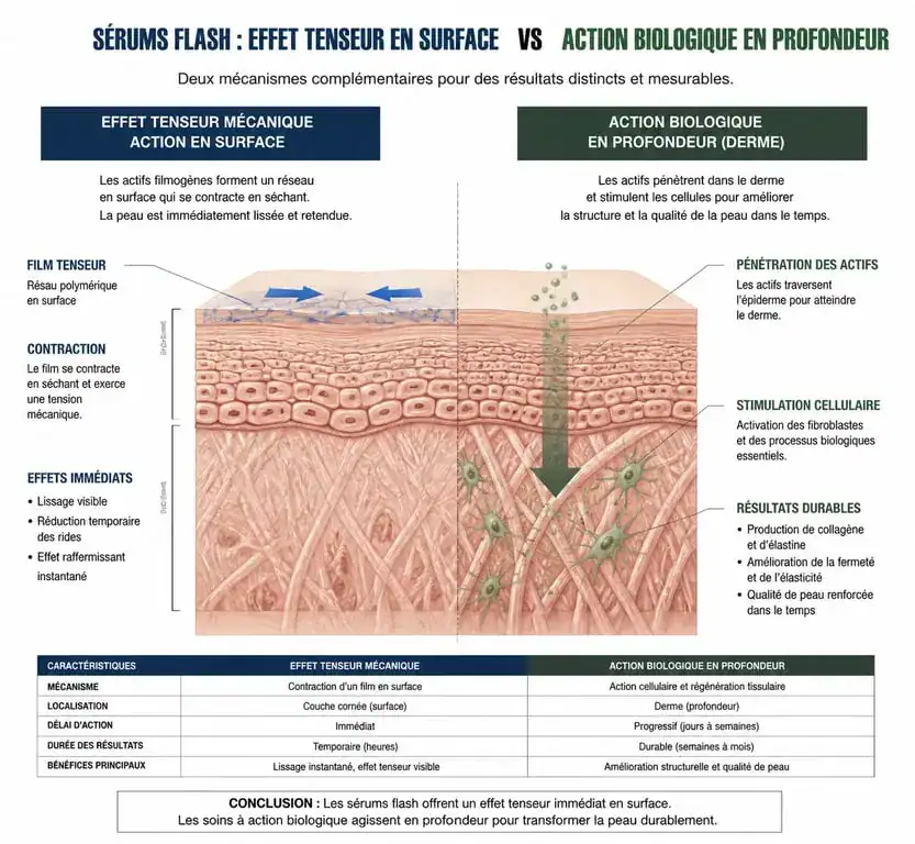 Comparaison entre l'effet tenseur mécanique du Wrinkle Power et le soin biologique de la peau