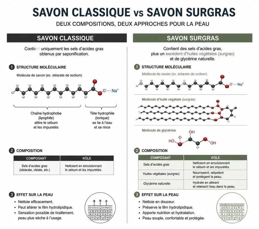 Infographie explicative sur les bienfaits du meilleur savon surgras pour la peau