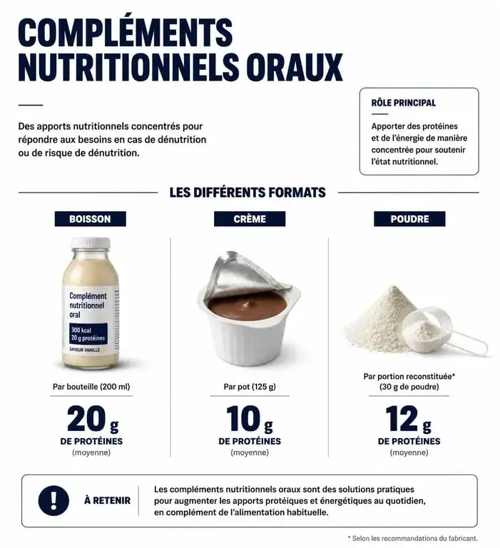 Infographie comparative des compléments alimentaires hyperprotéinés en pharmacie