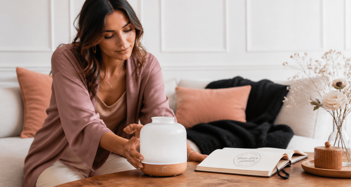 meilleur diffuseur huiles essentielles sans fil sur table bois clair