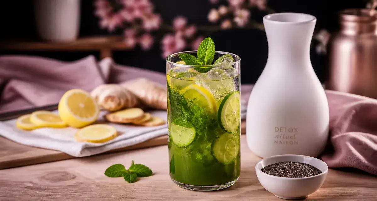 Boisson detox pour maigrir maison au concombre, citron et menthe