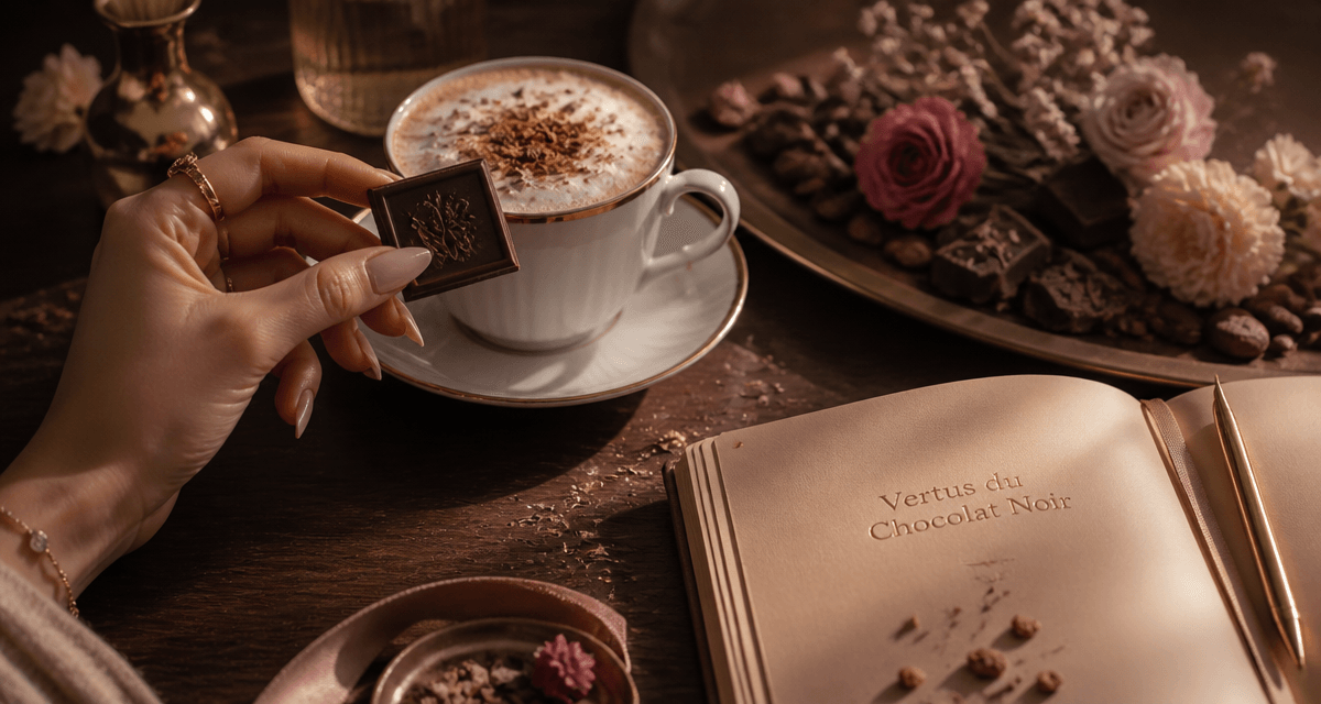 chocolat noir bienfaits et mefaits main élégante tasse