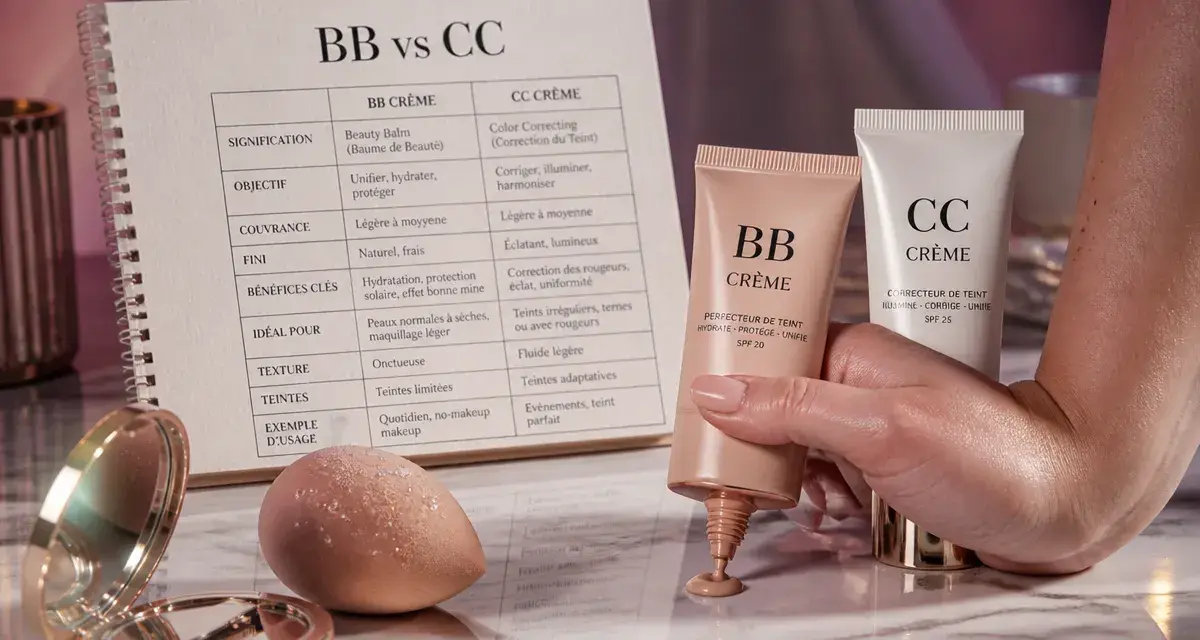 Différence bb et cc crème : BB vs CC