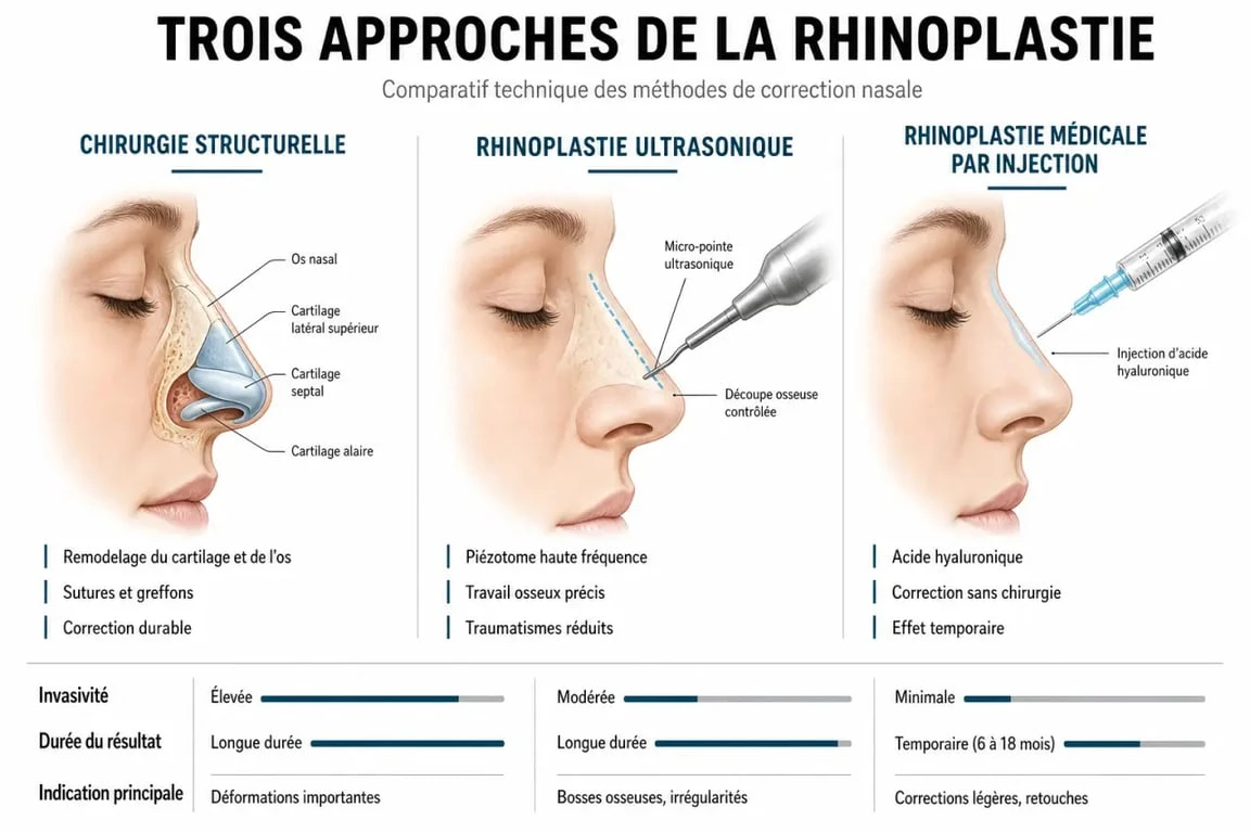Schéma explicatif des différentes techniques pour un nez refait