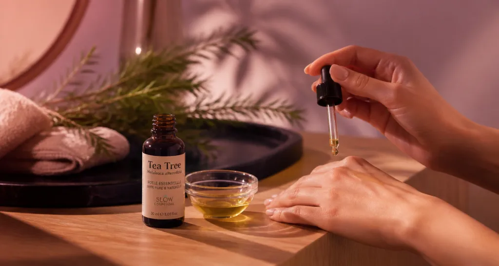 huile essentielle tea tree utilisation goutte sur peau