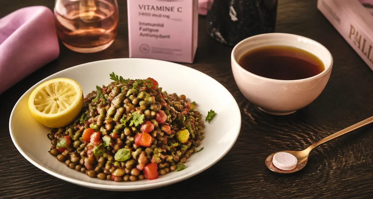 Liste d aliments riche en fer : salade lentilles, vitamine C, graines de courge