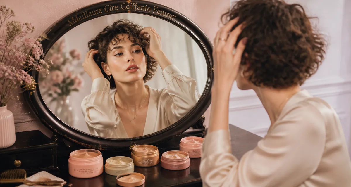 meilleure cire coiffante femme sur coiffeuse avec miroir