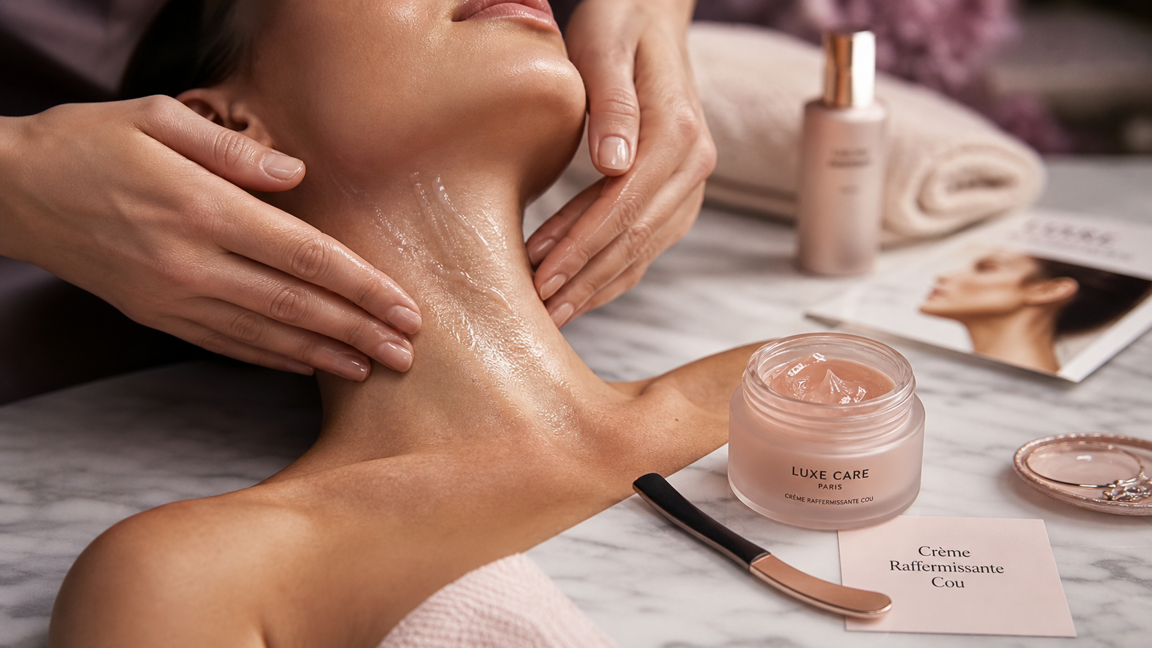 Meilleure crème raffermissante pour le cou : application crème raffermissante cou