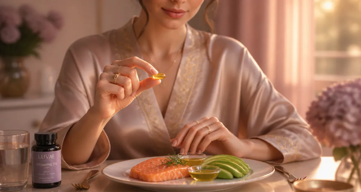 Pourquoi prendre la vitamine D le soir, femme prenant un complément