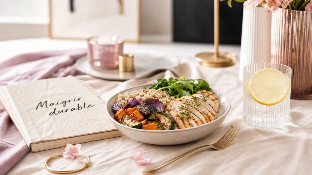 20 astuces pour maigrir sans regime : assiette équilibrée, légumes et poulet