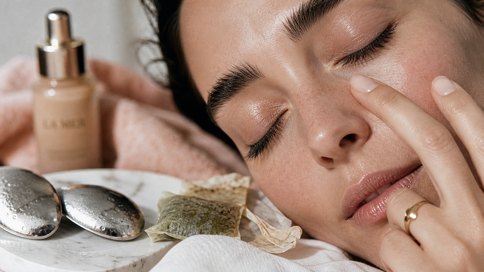 Comment cacher ses cernes sans maquillage : compresse froide et sachet de thé sous les yeux