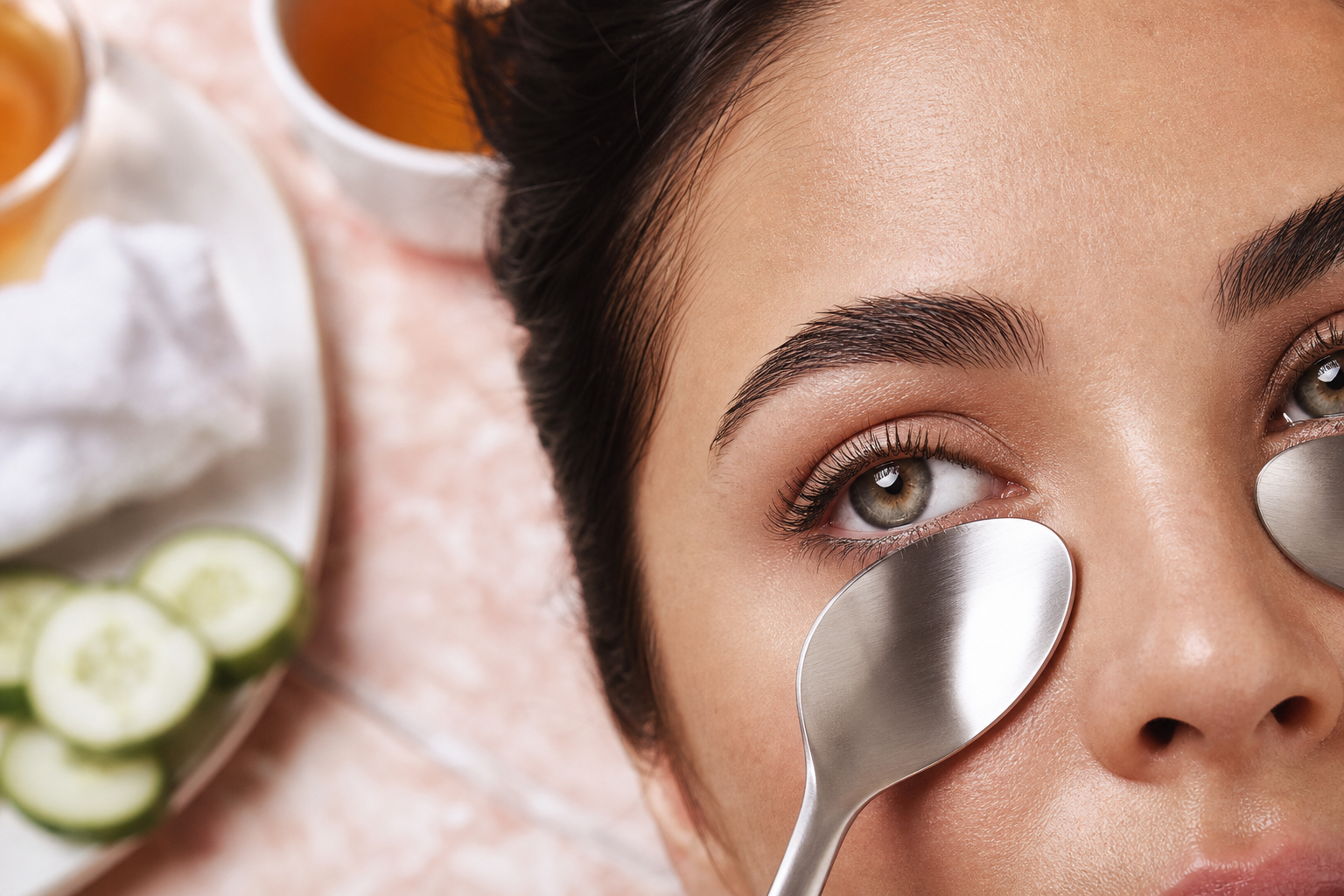 Comment enlever les cernes : cuillères froides sous les yeux, regard reposé
