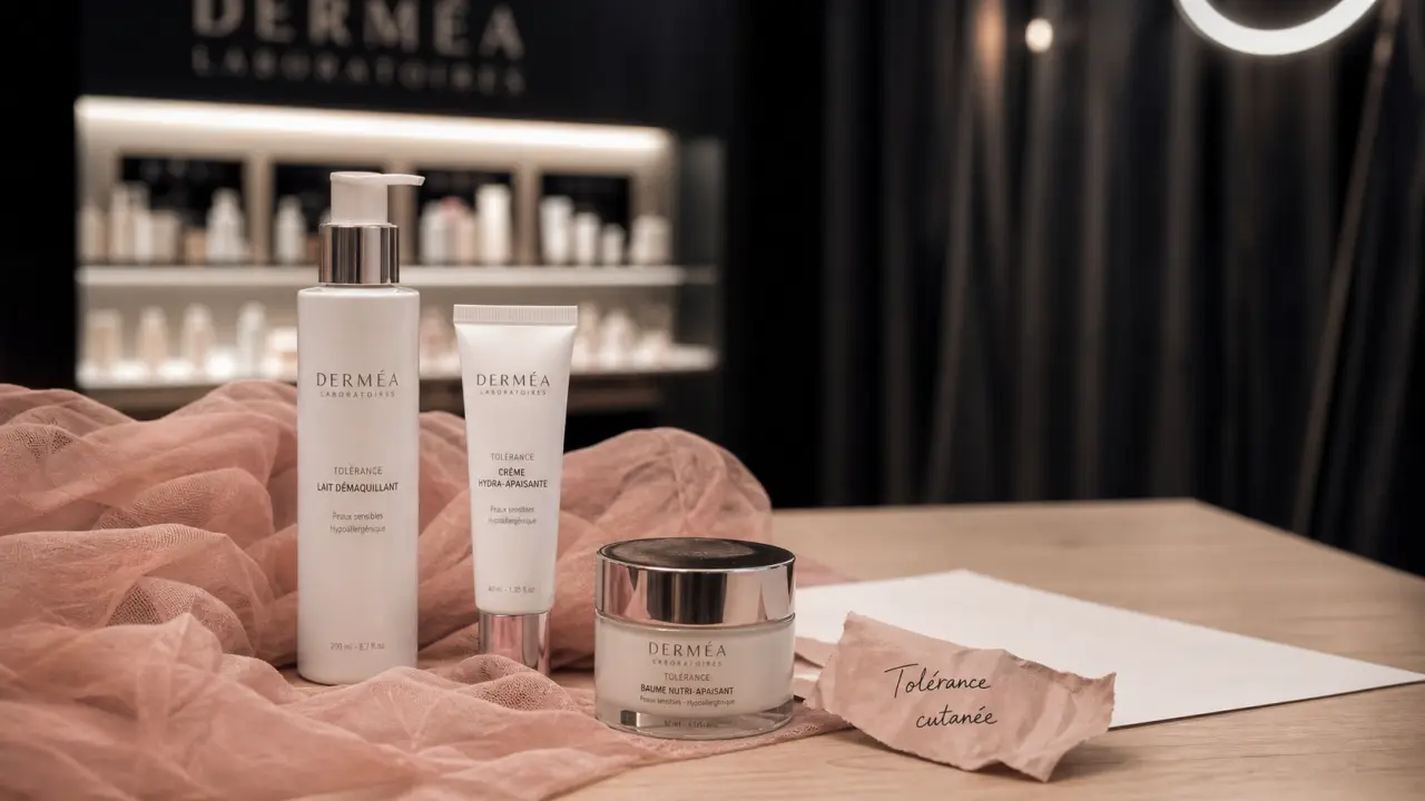 Dermocosmetique et tolérance cutanée : textures de soin sur table