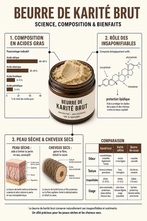 Bienfaits beurre de karité : composition, usages pour la peau et les cheveux
