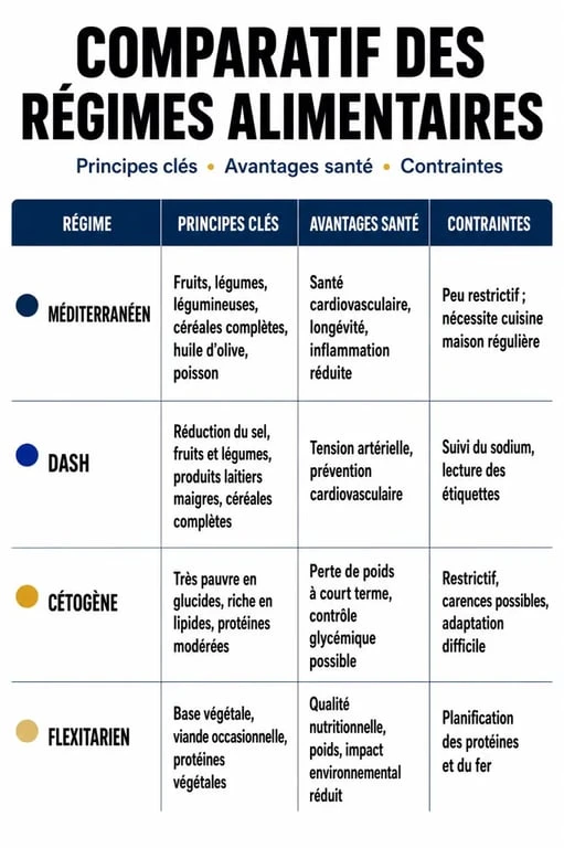 Infographie comparative des régimes alimentaires pour perdre du poids