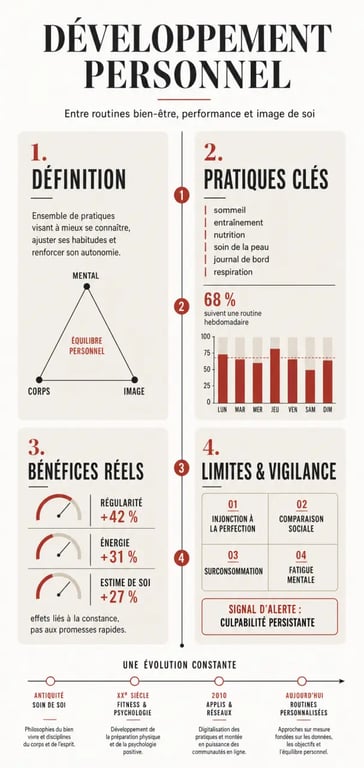 Infographie bien-être & fitness, mode & beauté, psycho & dev perso sur le développement personnel