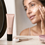 Meilleure CC crème pour peau mature SPF 50 : texture ne marque pas, application sur joue
