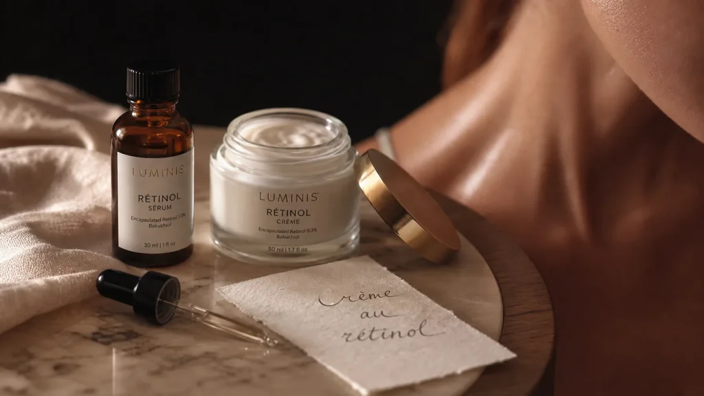 Quelle est la meilleure crème au rétinol ? flacon, pot crème, peau sensible, rides et acné