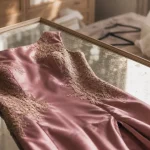 Robes de soirée chic et classe : robe satin mauve rosé et dentelle nude