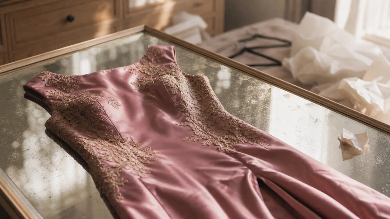 Robes de soirée chic et classe : robe satin mauve rosé et dentelle nude