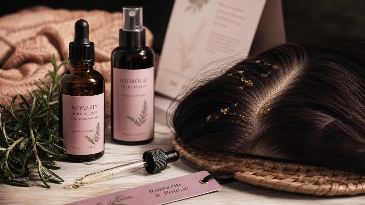 Huile de romarin et hydrolat pour romarin pousse cheveux sur cuir chevelu