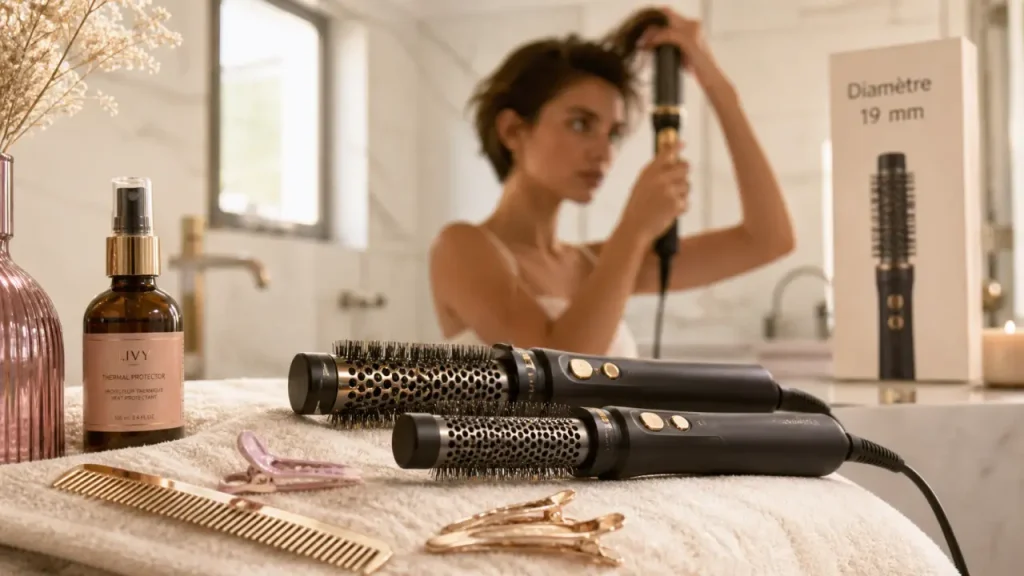 Brosse chauffante pour cheveux courts : petit diamètre, format ovale ou rotatif selon la coupe