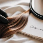 Chatain couleur cheveux : mèche châtain miel, caramel ou cendré près du miroir